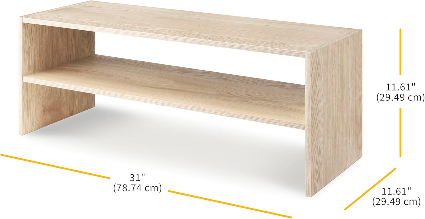 Whitmor Wood Stackable 2-Shelf Shoe Rack, White, 24 inches