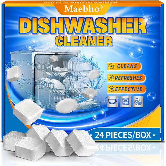 Dishwasher Cleaner and Deodorizer Tablets – 24 Pack, Natural Heavy Duty Deep Cleaning Descaler pods, Compatible with All Dish washer Models, Removes Limescale Grease& Odor, Septic Safe(1-Year Supply)