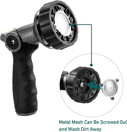 GREEN MOUNT Garden Hose Nozzle, Water Hose Spray Nozzle with Thumb Control On Off Valve for Easy Water Flow Control, Black-grey