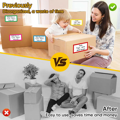 6 x 3 Inches Large Removable Moving Labels for Boxes, 180 Pack 8 Color Coded Moving Stickers for 3-4 Bedroom House, Waterproof Tear Resistant with Fragile & Blank Customizable Labels
