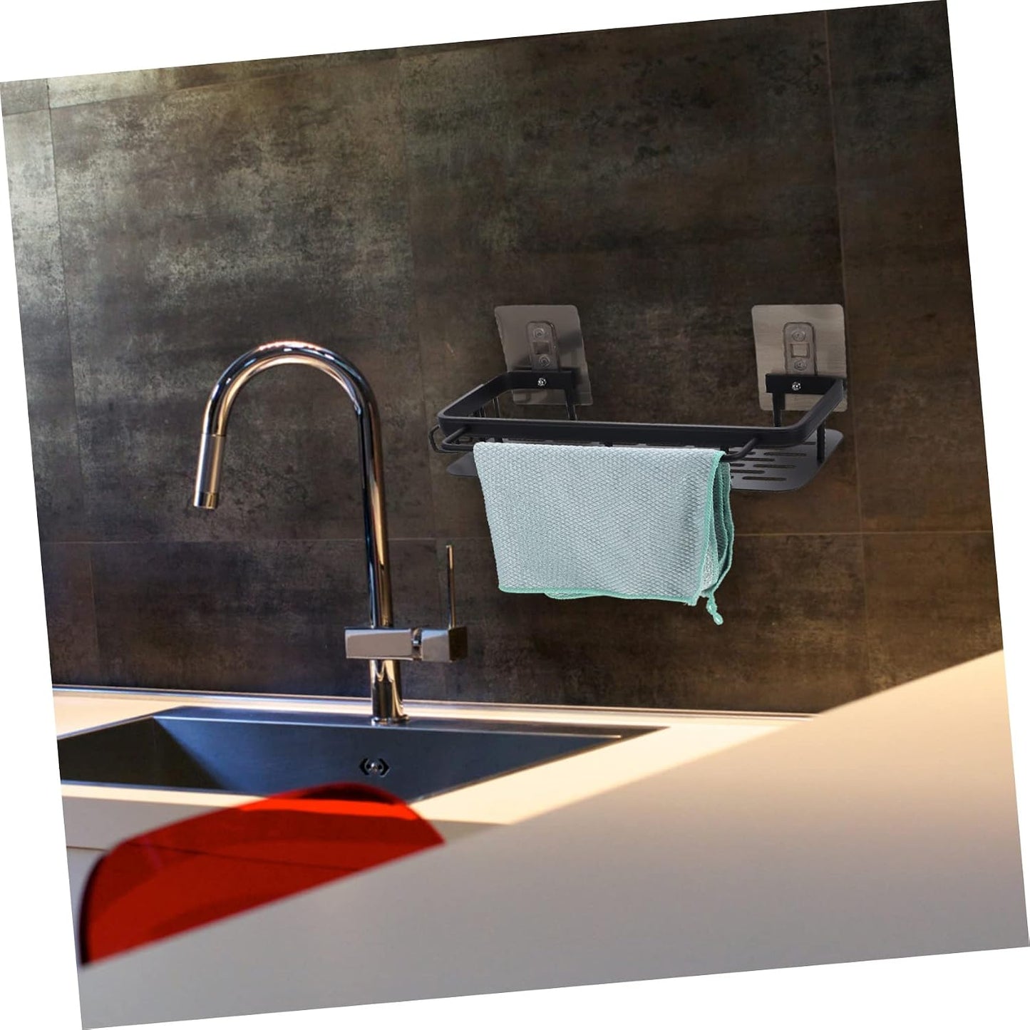 Space Kitchen Sink Storage Rack Sponge Holder Dishcloth Drying Organizer Wall Mounted Stylish Design for Tidy Sinks Counters Space Saving