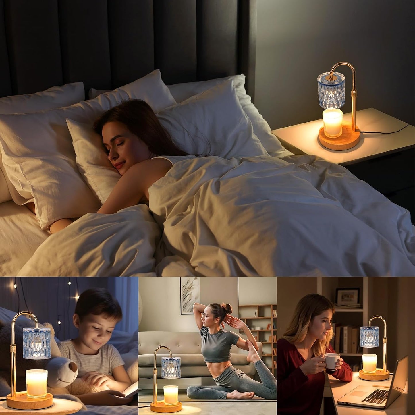 Candle Warmer Lamp with Timer and Dimmable, Electric Wax Melt Candle Warmers Height Adjustable with 2 Bulbs, Birthday Gifts for Women House Warming, Home Decor for Scented Jar Candles(Clear)