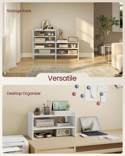 VASAGLE CUSTOS Collection - Shoe Rack for Closet, Stackable Shoe Organizer Shelf for Entryway, 2 Tiers, 11.7 x 24.4 x 14.2 Inches, White ULBS062WZ01S
