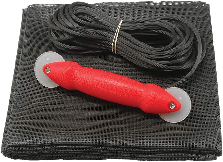 Prime-Line P 7515 Screen Door Repair Kit, 36 In. x 84 In. | Rolling Tool Included, Charcoal Fiberglass Screen Cloth, Black Spline, For Windows or Patio Doors