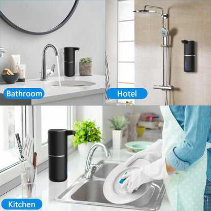 Automatic Soap Dispenser Touchless, USB Rechargeable Automatic Foaming Soap Dispenser, 12.8oz/380mL, 4 Level Adjustable, 1500mAh Smart Wall Mounted for Bathroom Kitchen Dish/Hand Soap