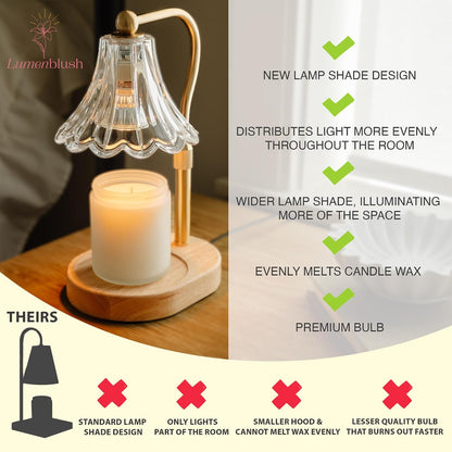 Candle Warmer Lamp – Dimmable Candle Lamp with Timer, Adjustable Height for Jar Candles (Oak)