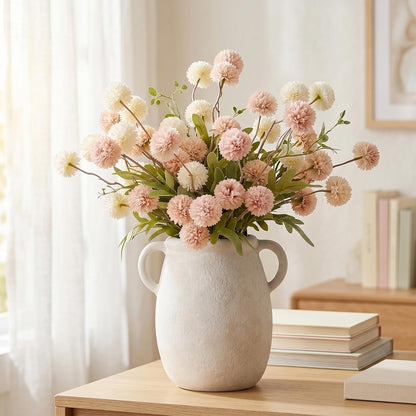 CUCUMI Ceramic Vase Set of 5, Home Decor Farmhouse Décor Handmade Pottery Vases for Pampas Grass, Dried Fresh Flowers, Table, Living Room, Kitchen, Shelf, Entryway Mantel Neutral Tones