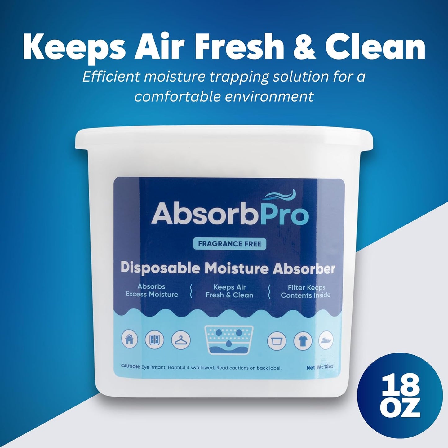 Absorb Pro - Moisture Absorber Tub with Activated Charcoal - 3-Pack - 18 oz Disposable Odor Eliminator Box & Dehumidifier for Garage, Home, Kitchen, Bedroom, Bathroom, Closet, Cars, and Boats