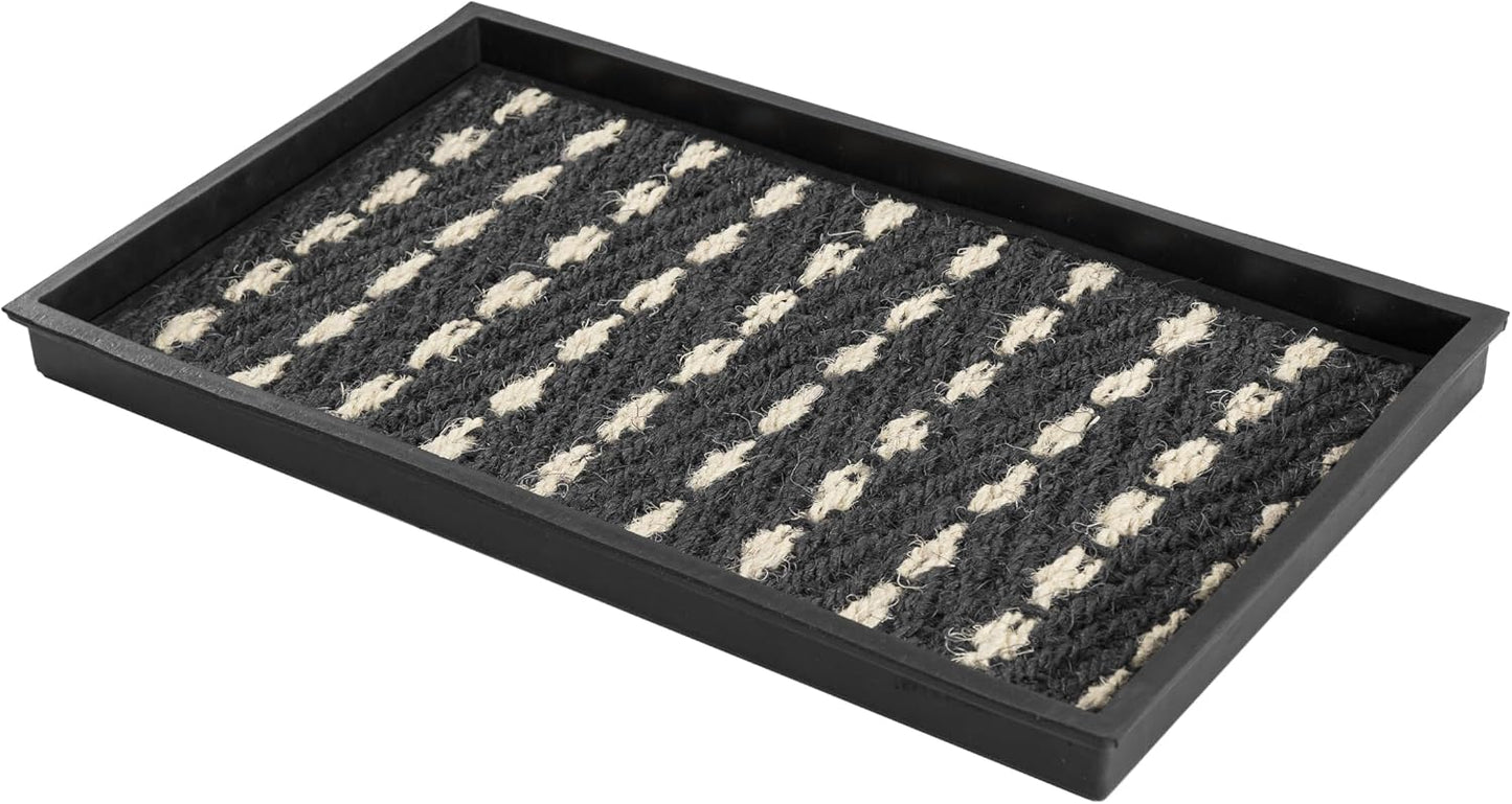 Anji Mountain Heavy Duty Waterproof Rubber Shoe Storage Mat Organizer/Boot Storage Tray Multi Use for Entryway with Coir, Tan Insert, Fits 4 Pair (46.5" Wide)