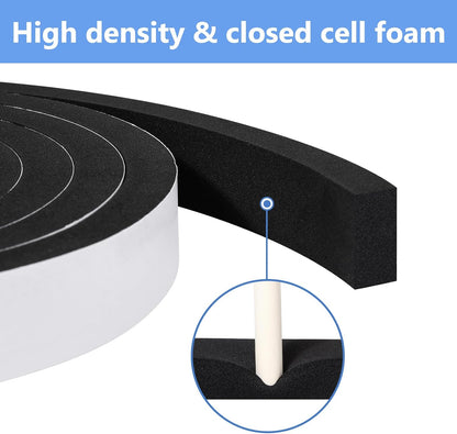 16Feet Weather Stripping Seal (1/2 Inch X 1/4 Inch) for Door Window, High Density Foam Tape, Soundproofing, Insulation Strip, Door Sealers for Door Frame- White