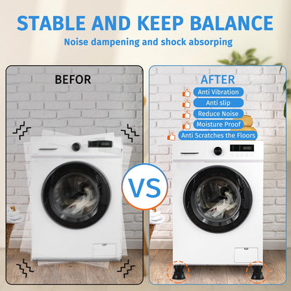 Anti Vibration Pads for Washing Machine - 3.93''-5.12'' inches Adjustable Washer Anti-Vibration Pads 4 Pack, Noise Reducing Anti Slip Anti Vibration Rubber Variety Washing Machine
