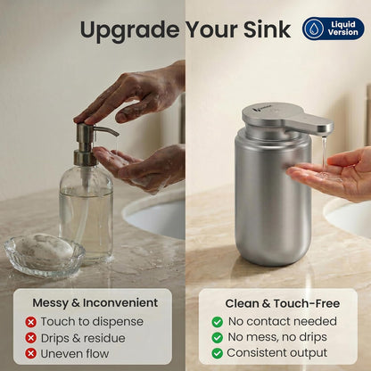 GentleJet WaveJet Automatic Foaming Soap Dispenser – Touchless Sensor, USB-C Rechargeable, 304 Stainless Steel, IPX5 Waterproof for Bathroom Kitchen Sink, 12 oz / 350 ml