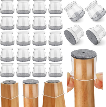 Ansible 24 Pcs Chair Leg Floor Protectors Square, Silicone Felt Furniture Leg Pads Caps Covers for Hardwood Floors (Fit:1-1/16" to 1-5/8")