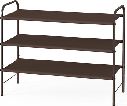 Simple Houseware 3-Tier Shoe Rack Storage Organizer, Grey – Space-Saving Shoe Shelf, Holds 9–16 Pairs, Sturdy Metal Frame, Easy Assembly – Closet, Entryway, Bedroom Shoe Storage Solution