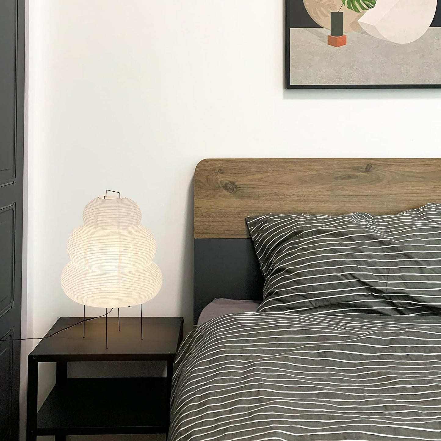 Noguchi Paper Floor Lamp, Akari Rice Paper Floor Lamp for Wabi Sabi Decor, Ideal for Bedside, Living Room, and Japandi Décor (Noguchi Style Lamp)