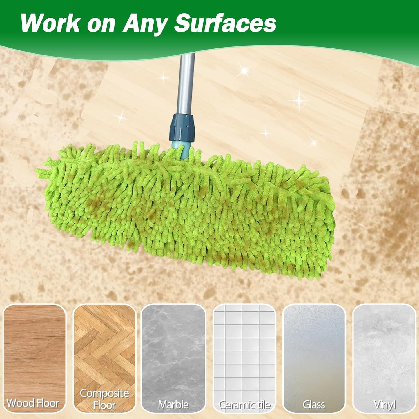 4PCS 14''~16'' Microfiber Dust Mop Pads Compatible with Leifheit 55210,Reusable Mop Refills,Replacent Wet Mopping Pad & Washable Dry Sweeping Cloths for Hardwood Floor/Tile/Marble Cleaning