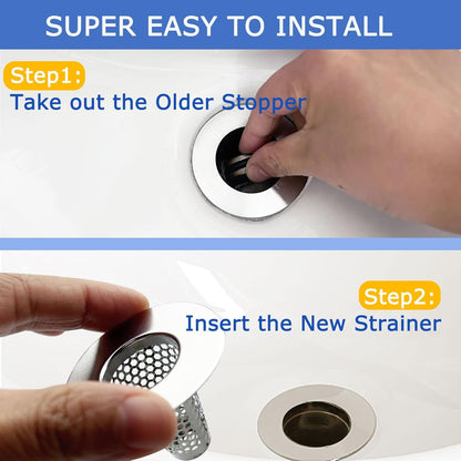 Bathroom Sink Drain Strainers for 1.1"-1.25" Depth Than 1.3" Drain Hole Catcher for Bathroom Sink,Laundry, Utility, RV Sink.Small Conical Bathroom Sink Strainer Basket