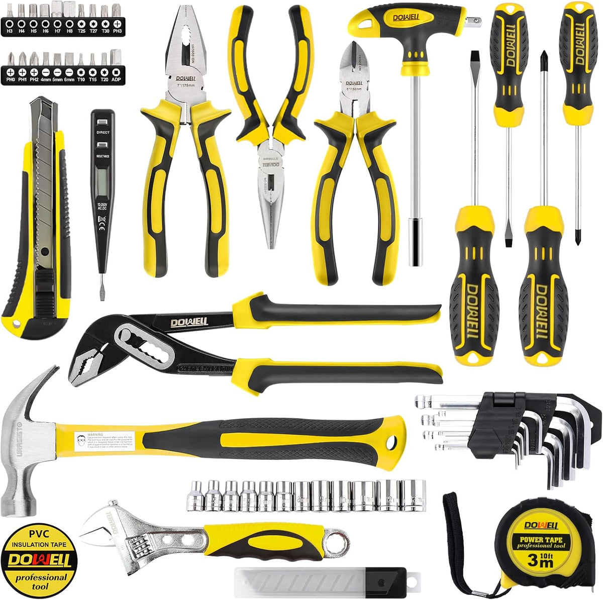 DOWELL Tool Set Tool Kit Homeowner Tool Set Wrench Pliers Screwdriver Set Repair Tool Kit