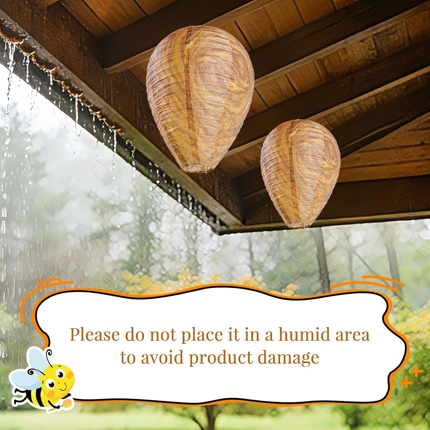 4 Pack Paper Wasp Trap, Fake Wasp Traps Outdoor Hanging | Fake Wasp Nest Stay Away from Wasps Hornets Yellow Jackets