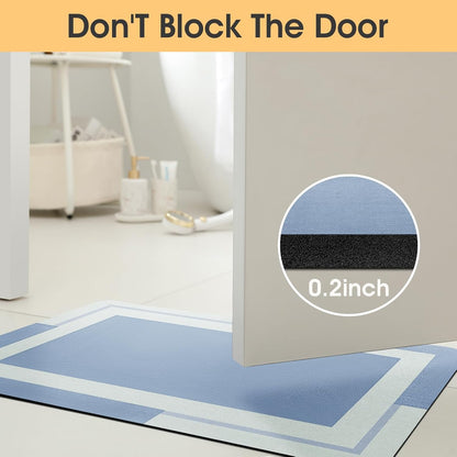 ACCUMTEK Non Slip Bath Mat, Thin Bathroom Rugs Fit Under Door, Quick Dry Bath Mats, Machine Washable Bath Rugs for Bathroom, Bathtub & Kitchen, Grey/Bordered/24 x17
