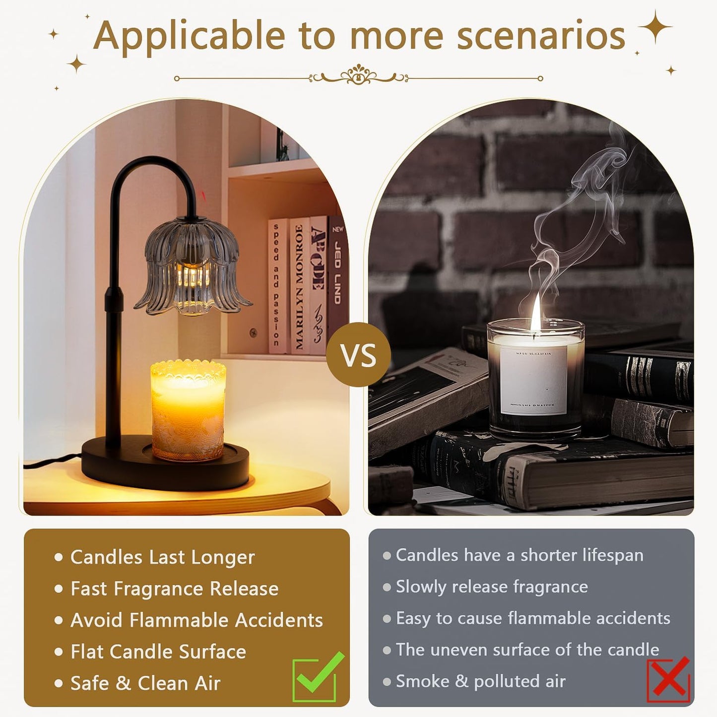 CRMILL Candle Warmer Lamp Electric Timer - Candles Warming Light Height Adjustable Dimmable Warmers Flower Lamps No Flame Heat Warm Melt Wax Jar Modern Home Decor Table Lights for Home Living Bedroom