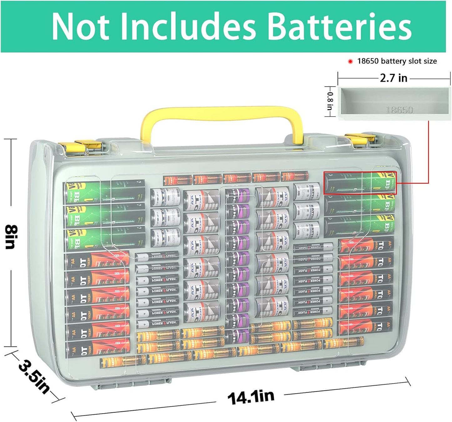 ALCYON 269+ Battery Organizer Case with Tester, Double-Sided Storage-Blue | Clear Rigid Shell and Dedicated Slots Keep Batteries Visible, Separated and Secure for Home, Office or Workshop,Case Only