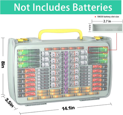 ALCYON 269+ Battery Organizer Case with Tester, Double-Sided Storage-Blue | Clear Rigid Shell and Dedicated Slots Keep Batteries Visible, Separated and Secure for Home, Office or Workshop,Case Only