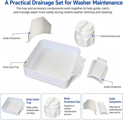 Universal Front-Load Washing Machine Drain Pan, Washing Machine Drain Tray, Leak-Proof Water Catch Drainage Tray, Easy Installation for Basements, Apartments, Mobile Homes, Garages, and Rentals