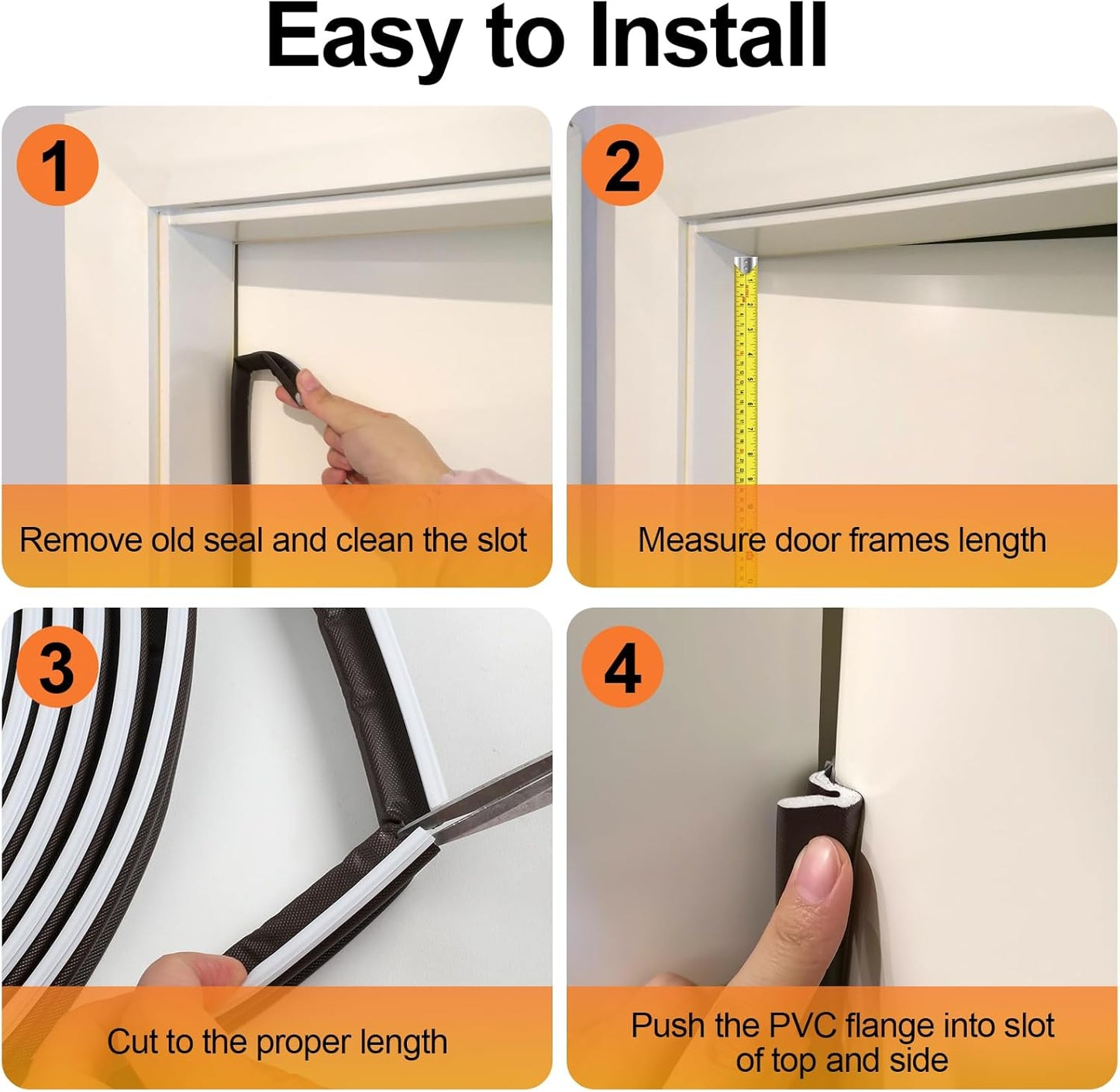 40FT Kerf V‑Shaped Weather Stripping Door Seal, Press‑in Seal for Pre‑Cut Slot Doors, Not Self‑Adhesive, Soundproof Draft Blocker for Exterior Front Doors, Fits Large Gaps, Easy DIY Install (White)