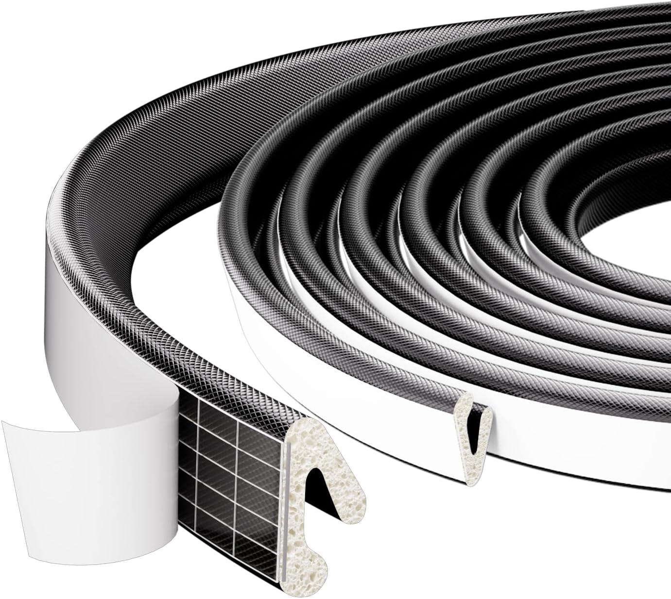 1 Pack*19.6 Ft Self-Adhesive V Shape Foam Window Weather Stripping Door Seal Insulation Strip for Winter, Soundproof Exterior Front Frame Gap Filler, Draft Stopper Tape Noise Light Blocker (White)