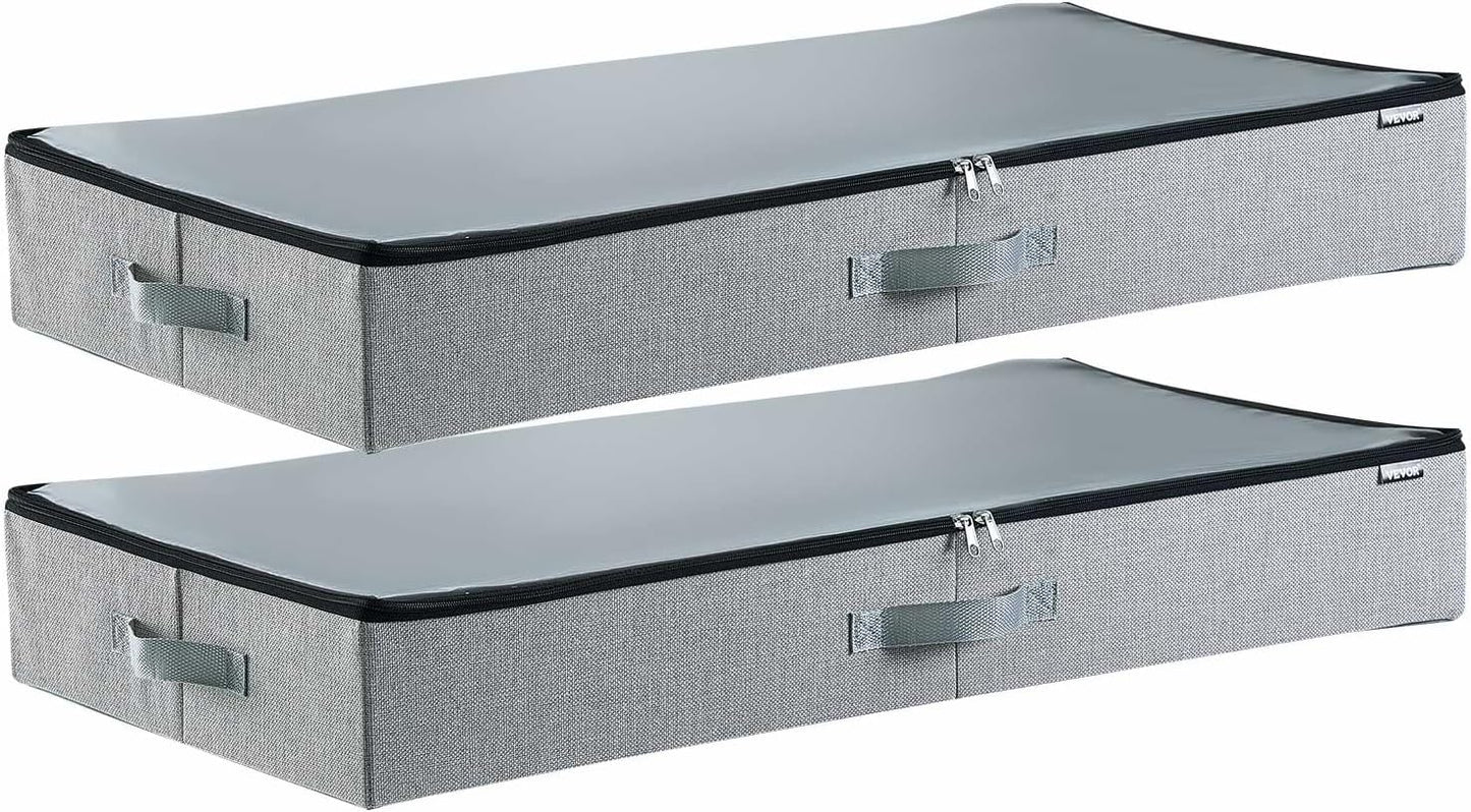 VEVOR Under Bed Storage with Wheels, 36.0 x 18.1 x 7.3 inch, Underbed Containers with Clear Lid, Underbed Shoe Organizer, Rolling Under the Bed Storage Bins for Clothes Shoes Blankets Bedroom, 2 Pack