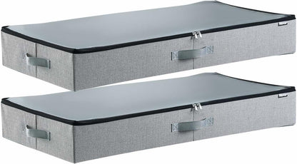VEVOR Under Bed Storage with Wheels, 36.0 x 18.1 x 7.3 inch, Underbed Containers with Clear Lid, Underbed Shoe Organizer, Rolling Under the Bed Storage Bins for Clothes Shoes Blankets Bedroom, 2 Pack