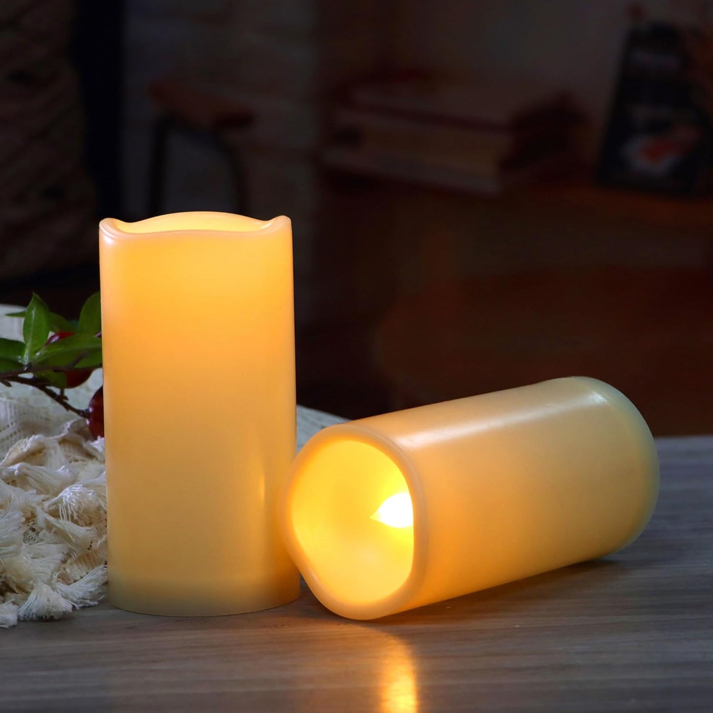 CANDLE CHOICE Waterproof Outdoor Battery Operated Flameless Candles with Remote Timer Plastic Flickering Fake Electric LED Pillars for Lantern Garden Wedding Christmas Decorations 3x4 Inches 3 PCS