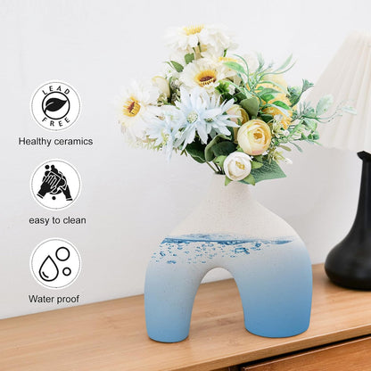 CEMABT Modern Nordic Boho Vase Set - Elegant Beige Matte Ceramic Vase for Living Room, Bookshelf, Mantel, Entryway Table & Console Decor | Home Decor Shelf Decorations Easter Gift