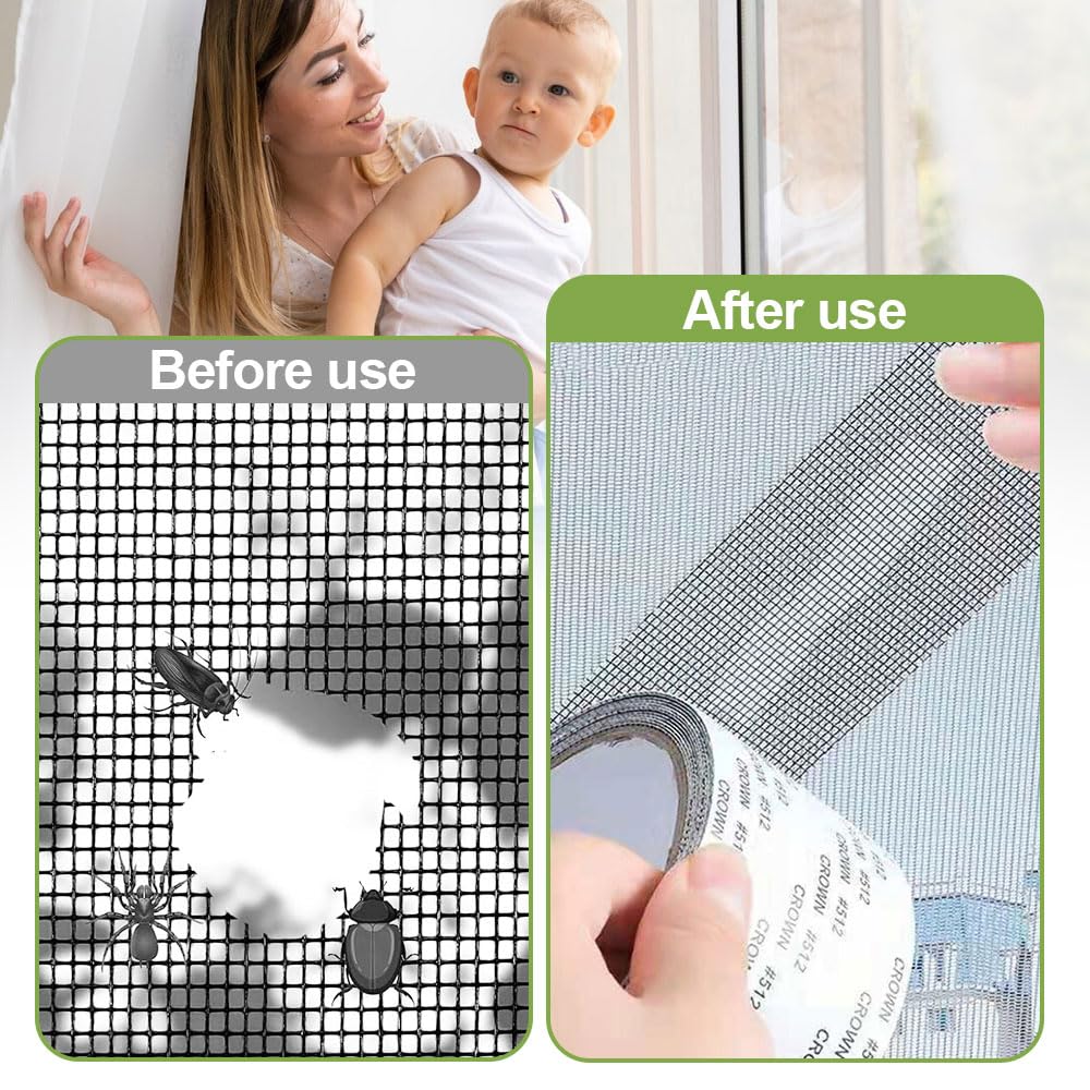 Screen Repair Tape,2in X 6.56 FT Window Screen Door Repair Kit,Screen Tape Mesh Repair,Strong Adhesive Fiberglass Mesh Patch Tape (Gray-1PC)