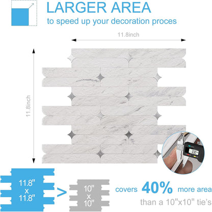 Peel and Stick Backsplash Tile, 10 Sheets Waterproof PVC Wall Tiles for Kitchen Bathroom, Thick Self Adhesive Stick on Backsplash, Covers 9.67 Sq.Ft