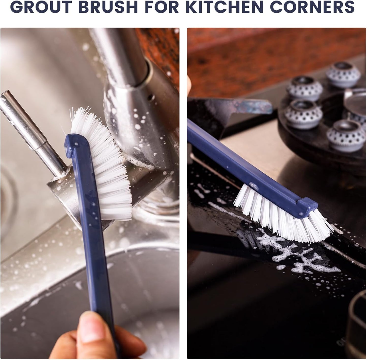 Dish Brush with Handle, Dish Scrub Brush with Built-in Scraper, Nylon Dish Scrubber, Kitchen Brushes for Dishes,Pots, Pans and Sinks 2 Pack