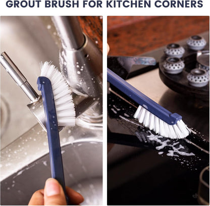 Dish Brush with Handle, Dish Scrub Brush with Built-in Scraper, Nylon Dish Scrubber, Kitchen Brushes for Dishes,Pots, Pans and Sinks 2 Pack