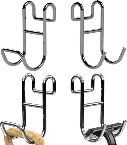 Shower Caddy With Hooks - Razor Holder and Loofah Hanger 2 Pack Silver