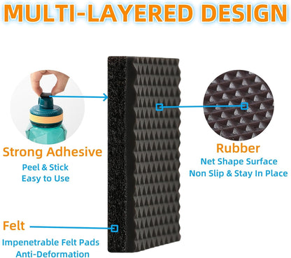 Non Slip Furniture Pads 1/2" x 3" Rubber Strips Self Adhesive Furniture Grippers Chair Leg Pads Rubber Chair Feet Anti Scratches Non Skid Furniture Pad Floor Protectors, 40 Pcs Rectangle
