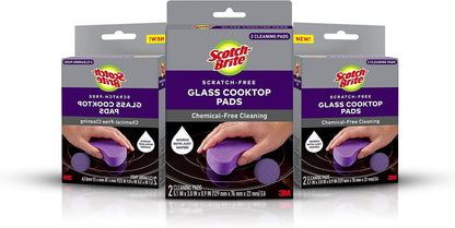 Scotch-Brite Scratch-Free Glass Cooktop Pads, Chemical Free Cleaning for Glass Stovetops, Tackle Burnt-On Messes, 2 Cleaning Pads