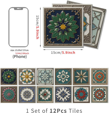 Peel and Stick Backsplash Tile Sticker for Kitchen and Bathroom Walls - 24 Removable 5.9"x5.9" Tiles, Waterproof