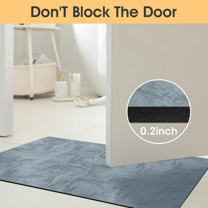 ACCUMTEK Non Slip Bath Mat, Thin Bathroom Rugs Fit Under Door, Quick Dry Bath Mats, Machine Washable Bath Rugs for Bathroom, Bathtub & Kitchen, Grey/Bordered/24 x17