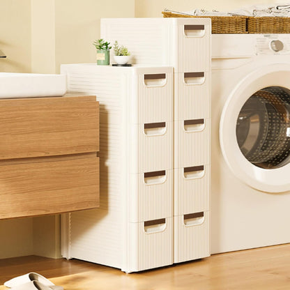 3 Drawers Slim Bathroom Storage Cabinet,Narrow Plastic Storage Cart,Rolling Dresser on Wheels for Bedroom,Living Room,Bathroom,Kitchen