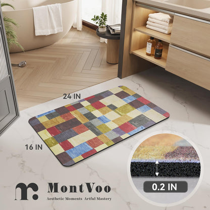 MontVoo -Bath Mat-Rubber Backing Non SlipThin Bathroom Rugs Fit Under Door- Quick Dry Absorbent Faux Suede Surface Grey Bathroom Floor Mats-Shower Rug for in Front of Bathtub Shower Gray 16x24