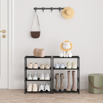 Autonomier 3 Tier Extra Small Shoe Rack (16.3" Wide), Narrow Stackable Shoe Shelf for Kids Toddler Adult, Lightweight Shoe Rack Stand for Closet Dorm Storage Organizer, Front Door Entrance, Entryway