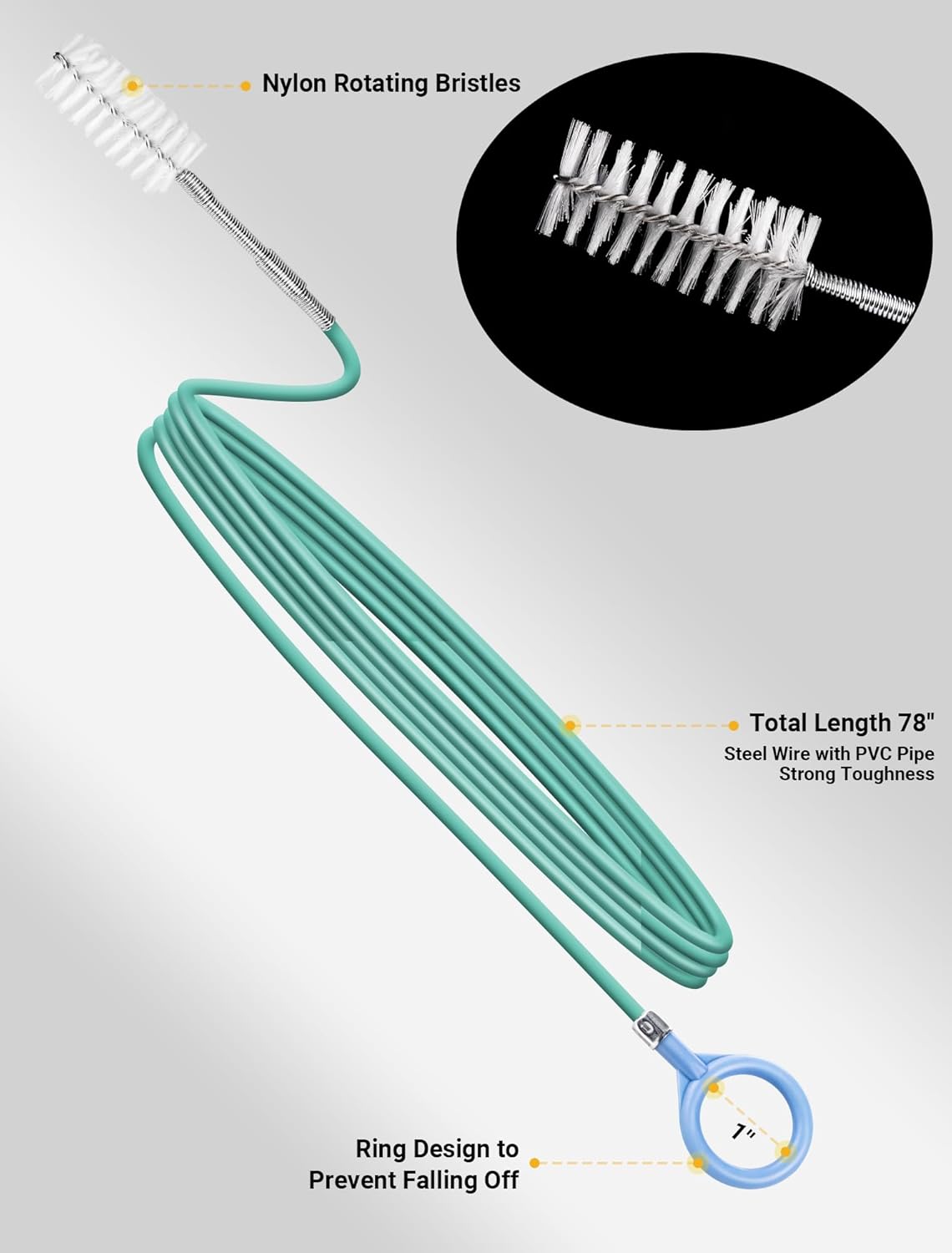 Upgraded Auto Sunroof Drain Cleaning Tool, 120 Inch Long Flexible Drain Brush Pipe Cleaners for Car, Slim Drain Dredging Tool Tube Cleaning Brush Perfect for Car Sunroof, Windshield Wiper Drain Hole