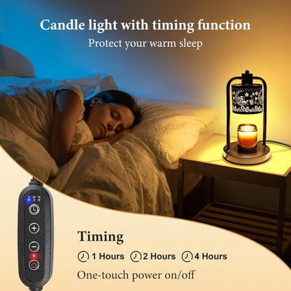 Candle Warmer Lamp Electric with Timer: Wax Melts Warmer - Dimmable Candle Wax Warmer Electric Candle Warmer with Replacement Bulbs, Bedroom Home Decor Compatible with Various Candles-Linen