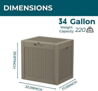 DRATO 180 Gallon Outdoor Storage Box, Large Waterproof Deck Box, Lockable Resin Storage Container with Reinforced Support for Patio Cushions, Garden Tools, UV-Resistant Outdoor Chest（Black，180 Gallon）