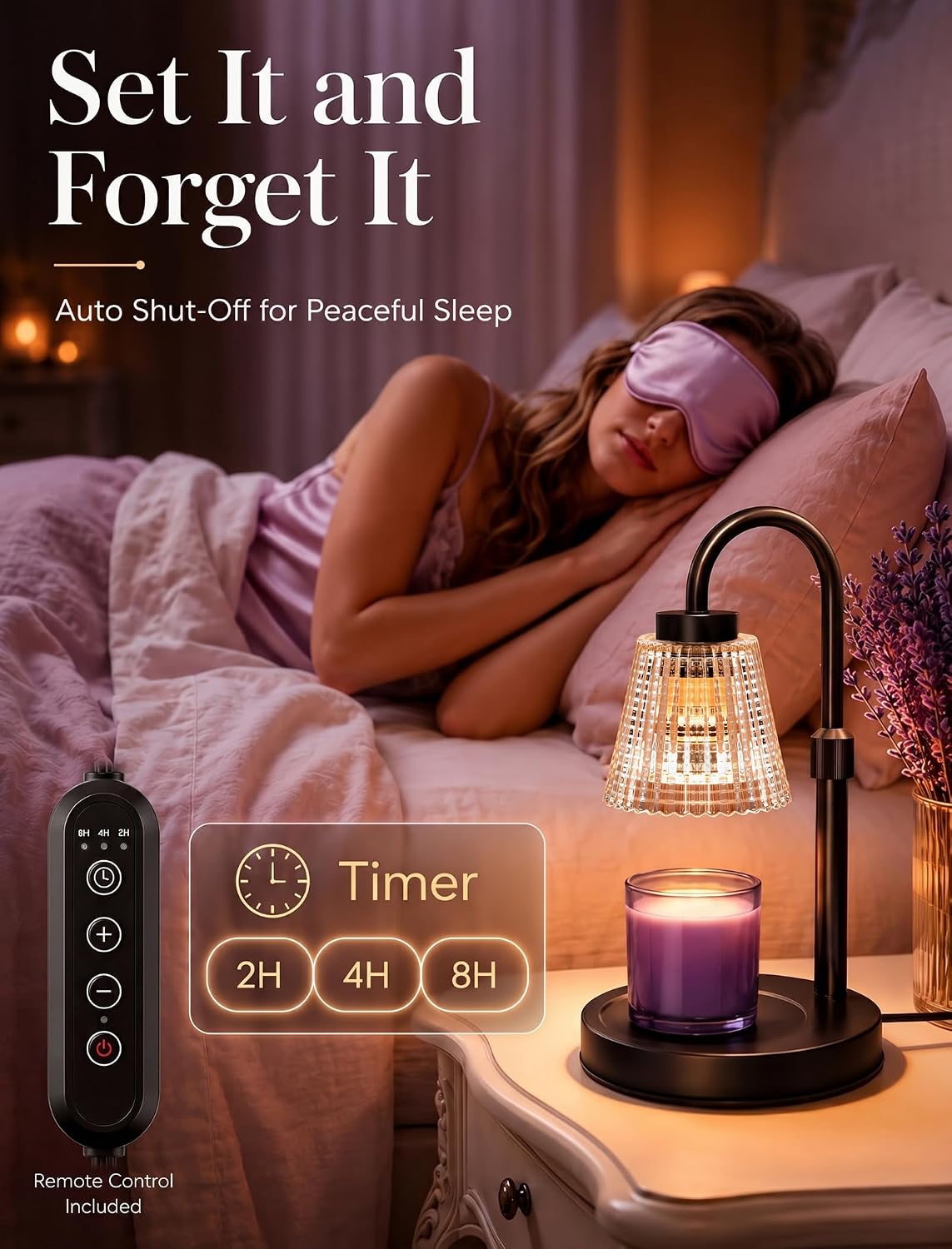 Girece Candle Warmer Lamp with Timer and Dimmer, Adjustable Height Electric Candle Warmer for Jar Candles, 2 Bulbs, Birthday Gifts for Women, Modern Home Decor Housewarming Gifts New Home